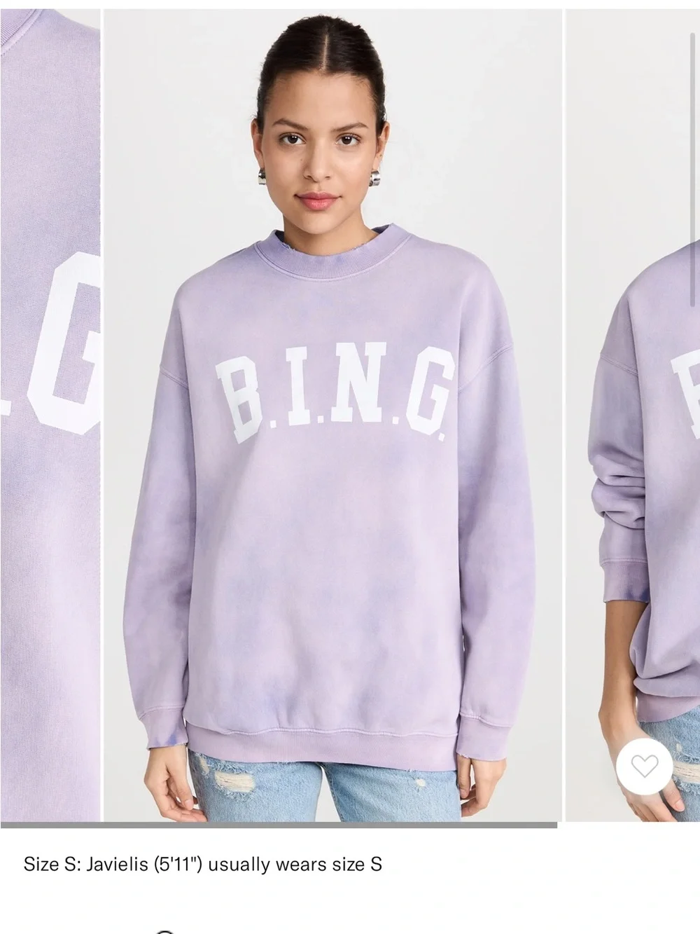 Anine Bing Heather Lavender Terry Sweatshirt - Picture 1 of 6
